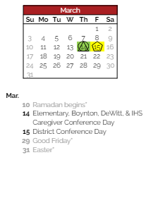 District School Academic Calendar for Lehman Alternative Community School for March 2024
