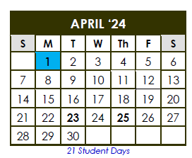 District School Academic Calendar for Mc Leod Elementary School for April 2024