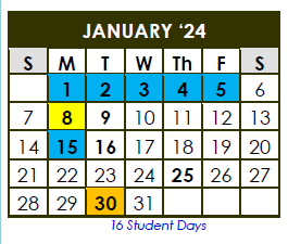 District School Academic Calendar for Mc Leod Elementary School for January 2024