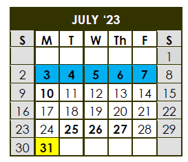 District School Academic Calendar for Mc Leod Elementary School for July 2023