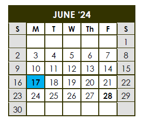 District School Academic Calendar for Mc Leod Elementary School for June 2024