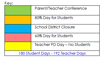 District School Academic Calendar Legend for Mc Leod Elementary School