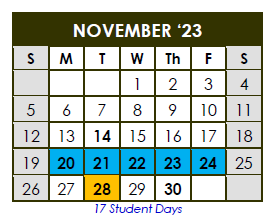 District School Academic Calendar for Mc Leod Elementary School for November 2023