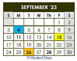 District School Academic Calendar for Mc Leod Elementary School for September 2023