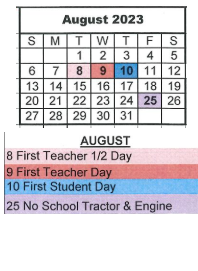 District School Academic Calendar for Bloomfield Elementary School for August 2023