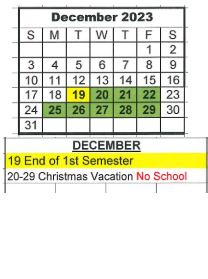 District School Academic Calendar for Bloomfield Elementary School for December 2023