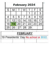 District School Academic Calendar for Bloomfield Elementary School for February 2024