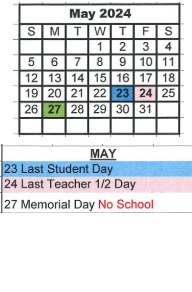District School Academic Calendar for Bloomfield Elementary School for May 2024