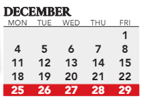 District School Academic Calendar for Ackerly/bingham Guidance Center Spec Ed for December 2023