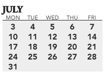 District School Academic Calendar for Ackerly/bingham Guidance Center Spec Ed for July 2023