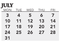 District School Academic Calendar for Jaeger Preschool for July 2023