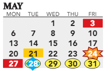 District School Academic Calendar for Ackerly/bingham Guidance Center Spec Ed for May 2024