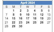 District School Academic Calendar for Irondale Community School for April 2024