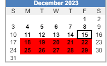 District School Academic Calendar for Center Point Elementaryentary School for December 2023