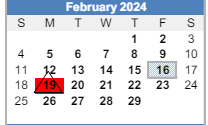 District School Academic Calendar for Bottenfield Middle School for February 2024