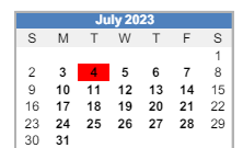 District School Academic Calendar for Pleasant Grove Elementaryentary School for July 2023