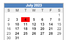 District School Academic Calendar for Clay Elementaryentary School for July 2023