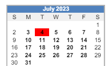 District School Academic Calendar for Warrior Elementaryentary School for July 2023