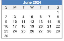 District School Academic Calendar for Bottenfield Middle School for June 2024
