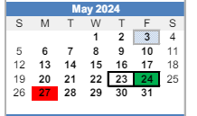 District School Academic Calendar for Pleasant Grove High School for May 2024