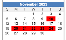 District School Academic Calendar for Fultondale High School for November 2023