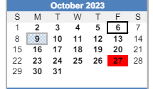 District School Academic Calendar for Clay Elementaryentary School for October 2023