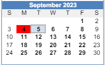 District School Academic Calendar for Oak Grove Elementaryentary School for September 2023