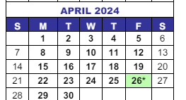 District School Academic Calendar for Interventions Transitional Programs for April 2024