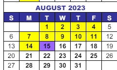 District School Academic Calendar for Lumberg Elementary School for August 2023