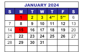 District School Academic Calendar for Glennon Heights Elementary School for January 2024