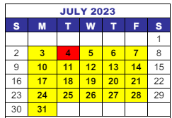 District School Academic Calendar for Deer Creek Middle School for July 2023