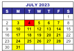 District School Academic Calendar for Van Arsdale Elementary School for July 2023