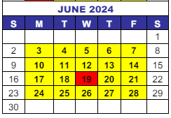 District School Academic Calendar for Weber Elementary School for June 2024