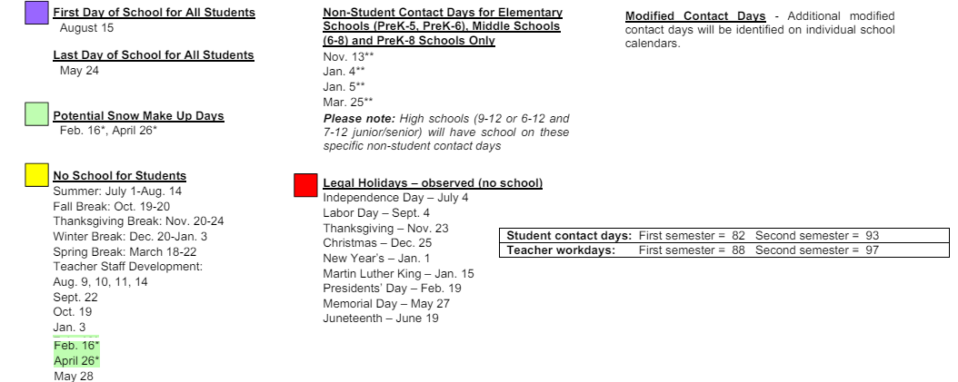 District School Academic Calendar Key for Ralston Valley Senior High School