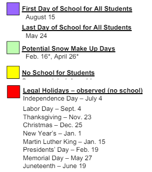 District School Academic Calendar Legend for Collegiate Academy Of Colorado