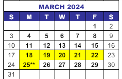 District School Academic Calendar for Kyffin Elementary School for March 2024