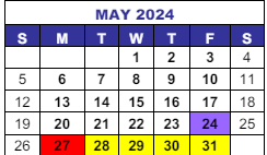 District School Academic Calendar for Arvada West High School for May 2024