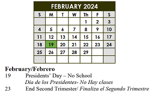 District School Academic Calendar for Thompson Instructional Center for February 2024