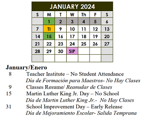 District School Academic Calendar for Thompson Instructional Center for January 2024