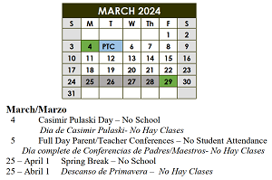 District School Academic Calendar for Thompson Instructional Center for March 2024