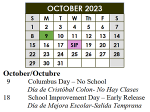 District School Academic Calendar for Thompson Instructional Center for October 2023