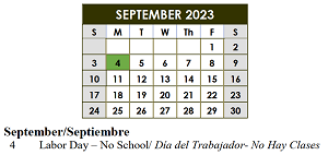 District School Academic Calendar for Thompson Instructional Center for September 2023