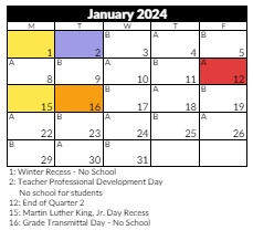 District School Academic Calendar for Lone Peak School for January 2024