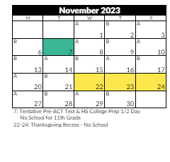 District School Academic Calendar for Fort Herriman Middle for November 2023