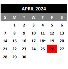 District School Academic Calendar for Woodlake Elementary for April 2024