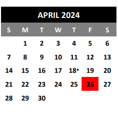 District School Academic Calendar for Elolf Elementary for April 2024