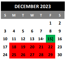 District School Academic Calendar for Ed Franz  Elementary for December 2023