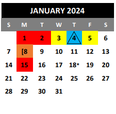 District School Academic Calendar for Bexar Co J J A E P for January 2024