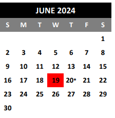 District School Academic Calendar for Kirby Middle for June 2024