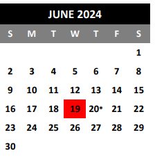 District School Academic Calendar for Ricardo Salinas Elementary for June 2024